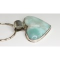 spectaculos colier " Heart ", cu Larimar dominican. argint. Mexic anii'80